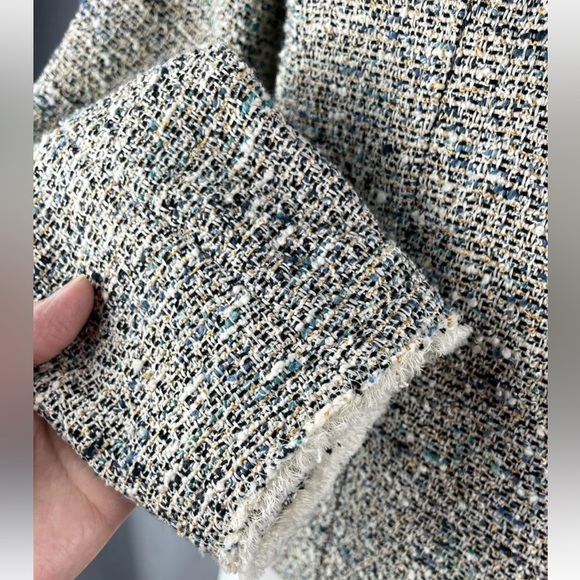 Theory Tweed Blazer Ualana Compromised Tweed Open Front Coat Size 10 Multicolor - Picture 7 of 16